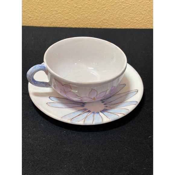 Vintage Ernestine Salerno Italy Cup And Saucer Set White Ceramic Floral - Picture 2 of 9